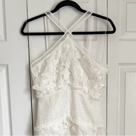 True Decadence Dresses & Skirts - True Decadence Dress Womens 8 Tall White Lace Halter Mermaid Maxi Formal Wedding